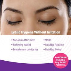 iVIZIA cotton pad application on eyelids for easy daily care.