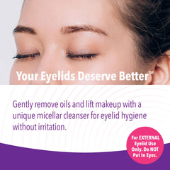 iVIZIA Micellar Eyelid Cleanser bottle pour for quick cotton-pad cleansing.