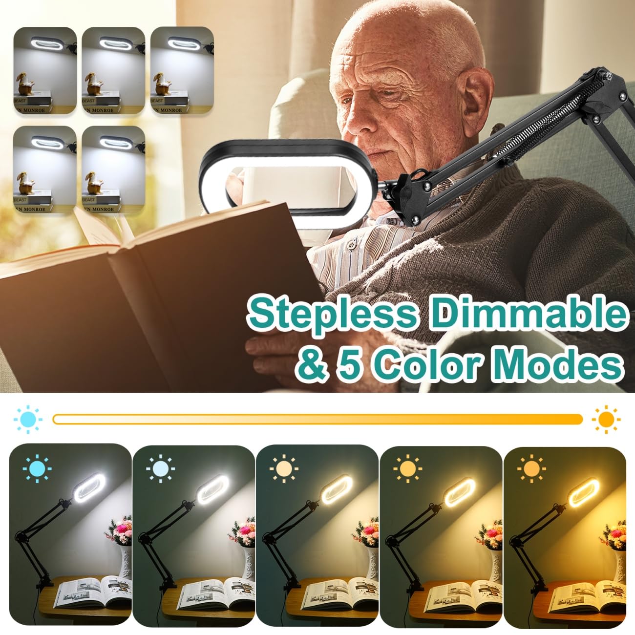 IVMAIE 5 color modes deliver ideal warmth for reading, crafting, and detailed painting.