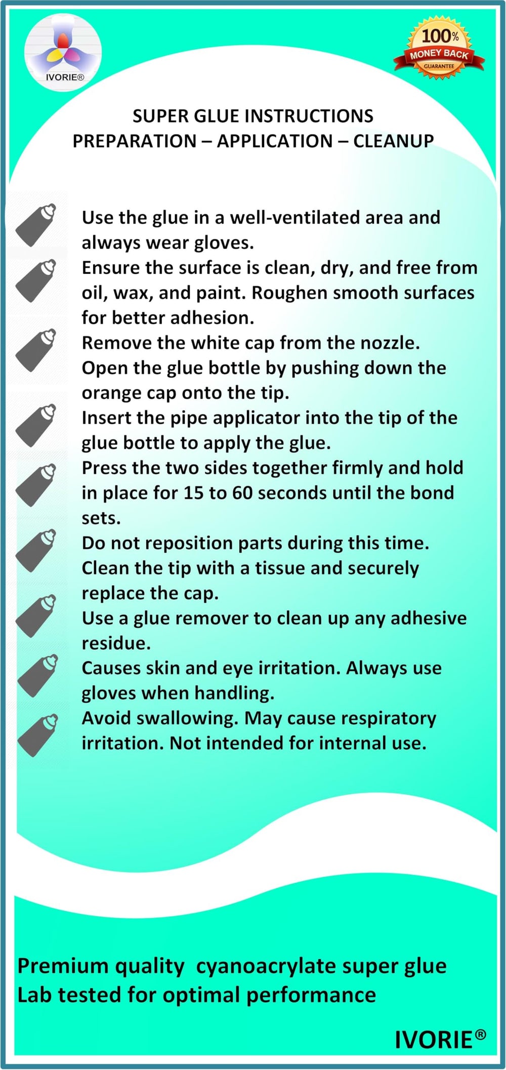IVORIE fast-setting cyanoacrylate ideal for narrow slots and tight fits.