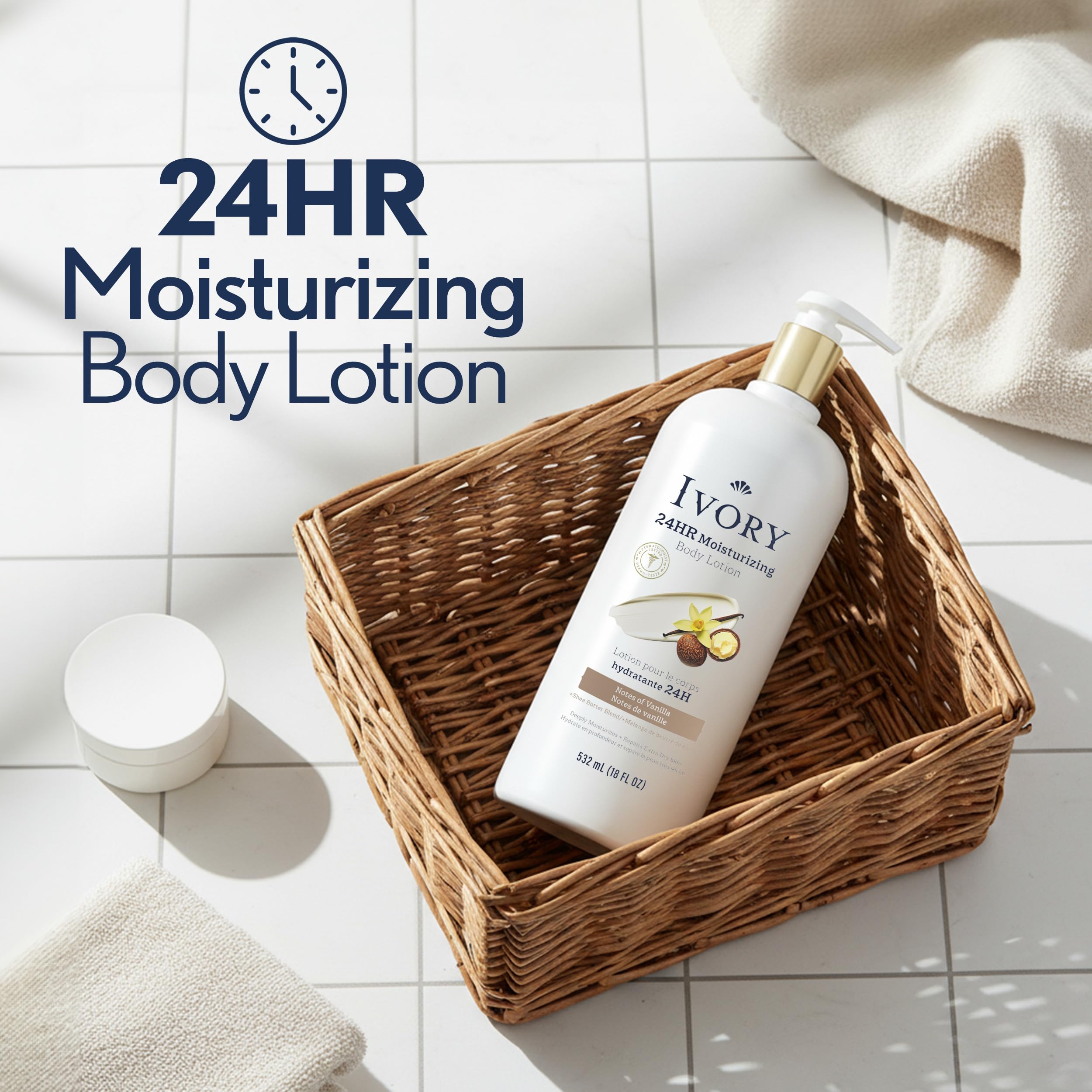 Ivory hand and body lotion lightweight formula absorbed quickly on skin.