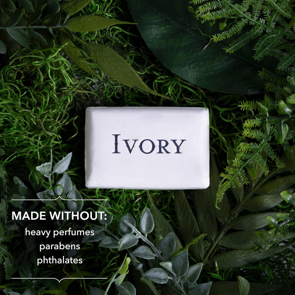 Closeup of Ivory Sensitive Bar Soap bar highlighting pure formula
