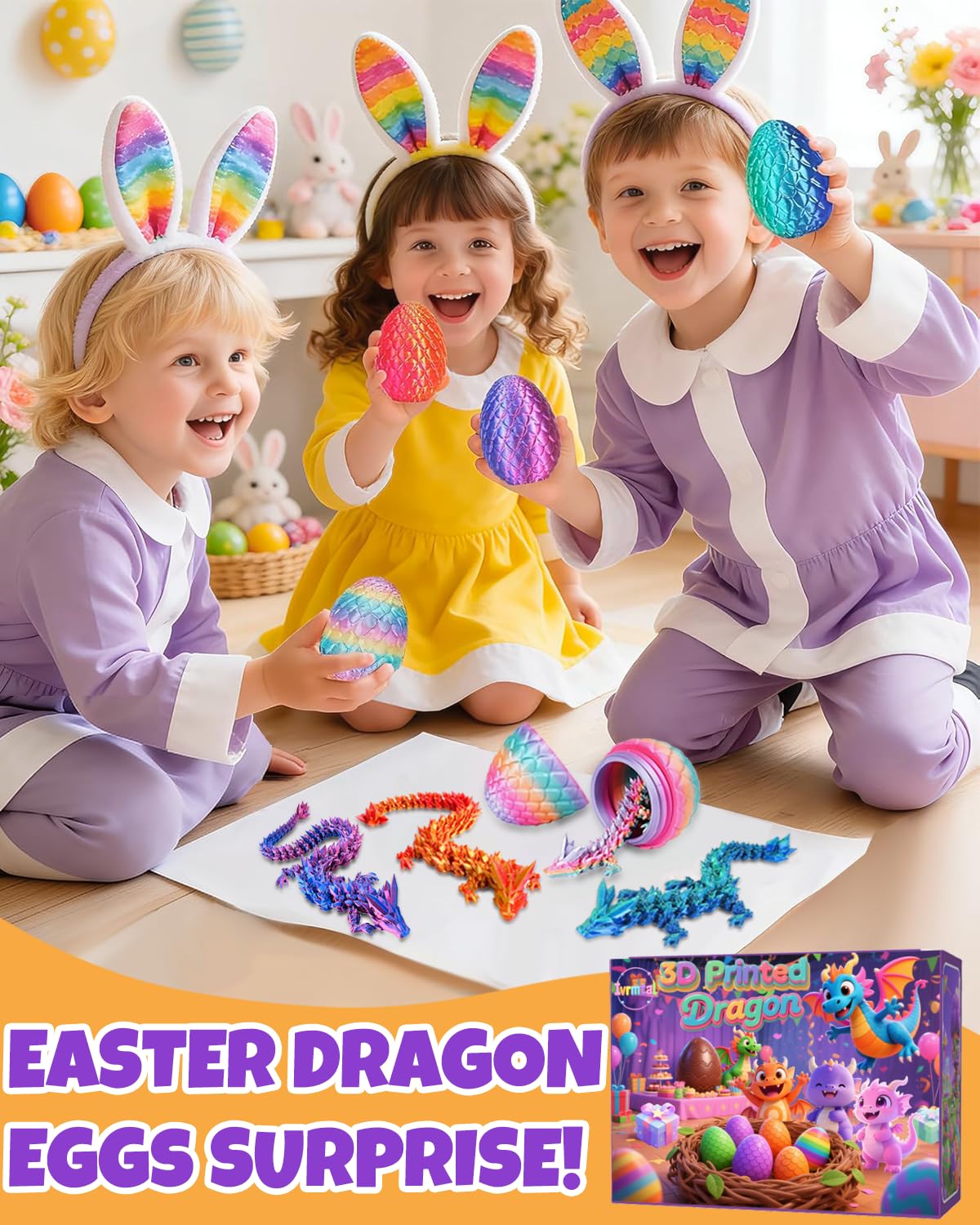 Ivrmtal 3D-printed dragon inside offers a collectible toy for imaginative play.
