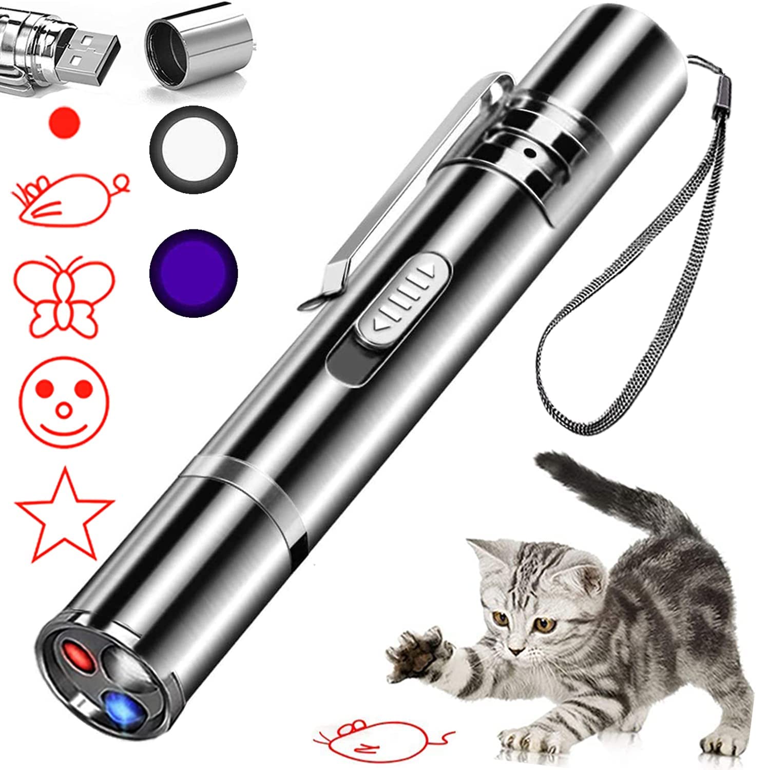 IVVTRYI laser pointer cat toy for indoor play, rechargeable and ready for hours of interactive fun.