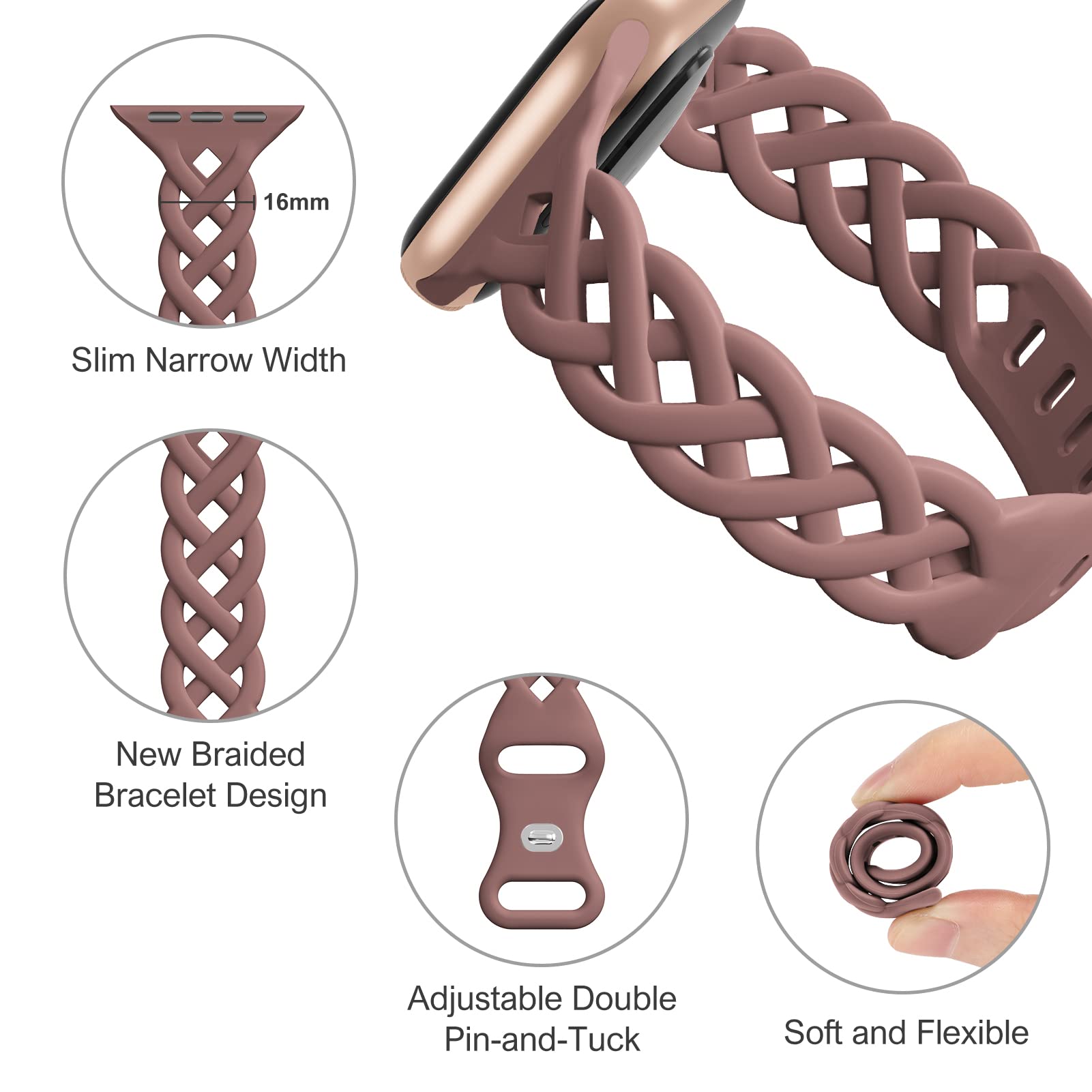 iWabcertoo braided lace design band adds elegant texture for stylish occasions.