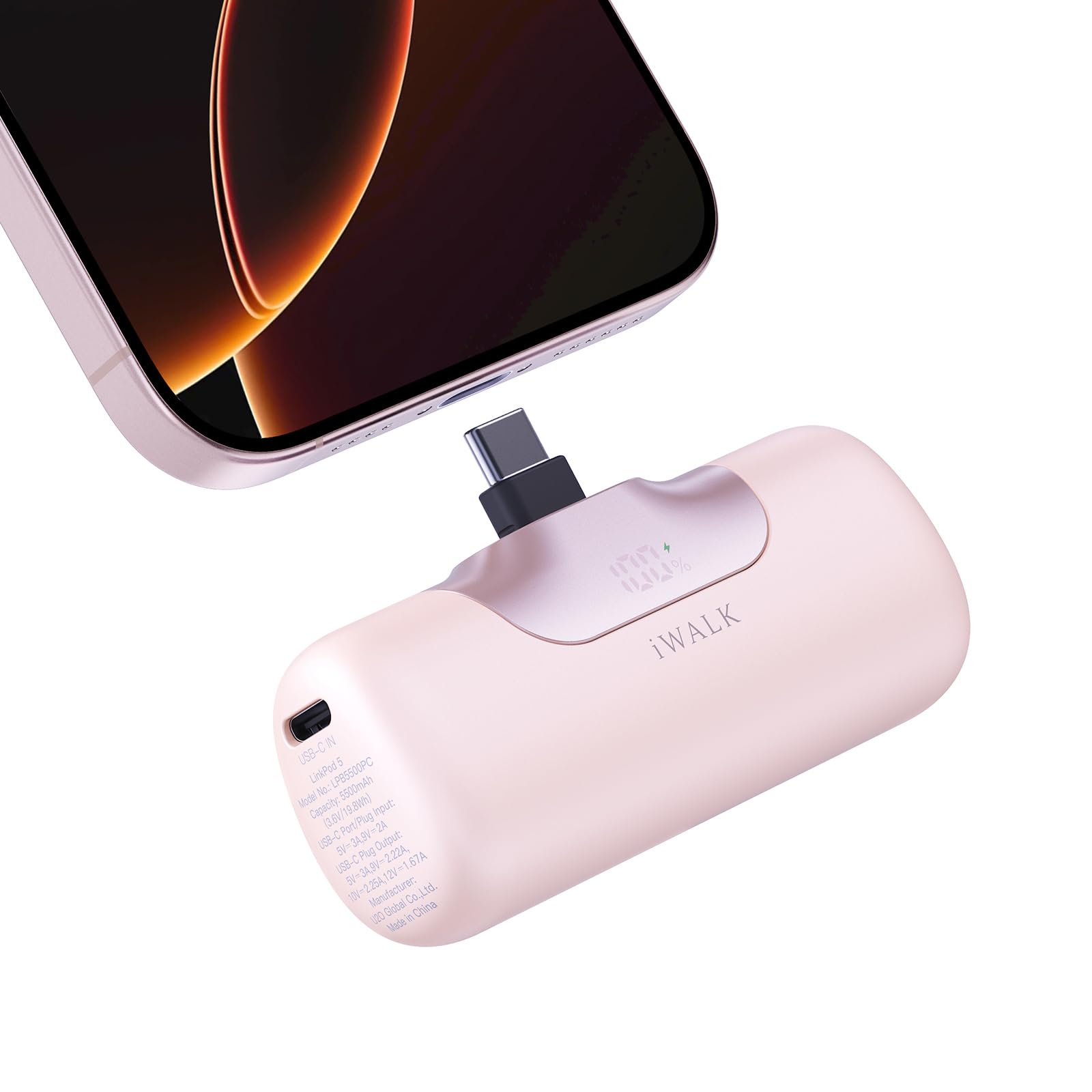 iwalk 5500mAh front view charger for on-the-go power for iPhone and Android devices
