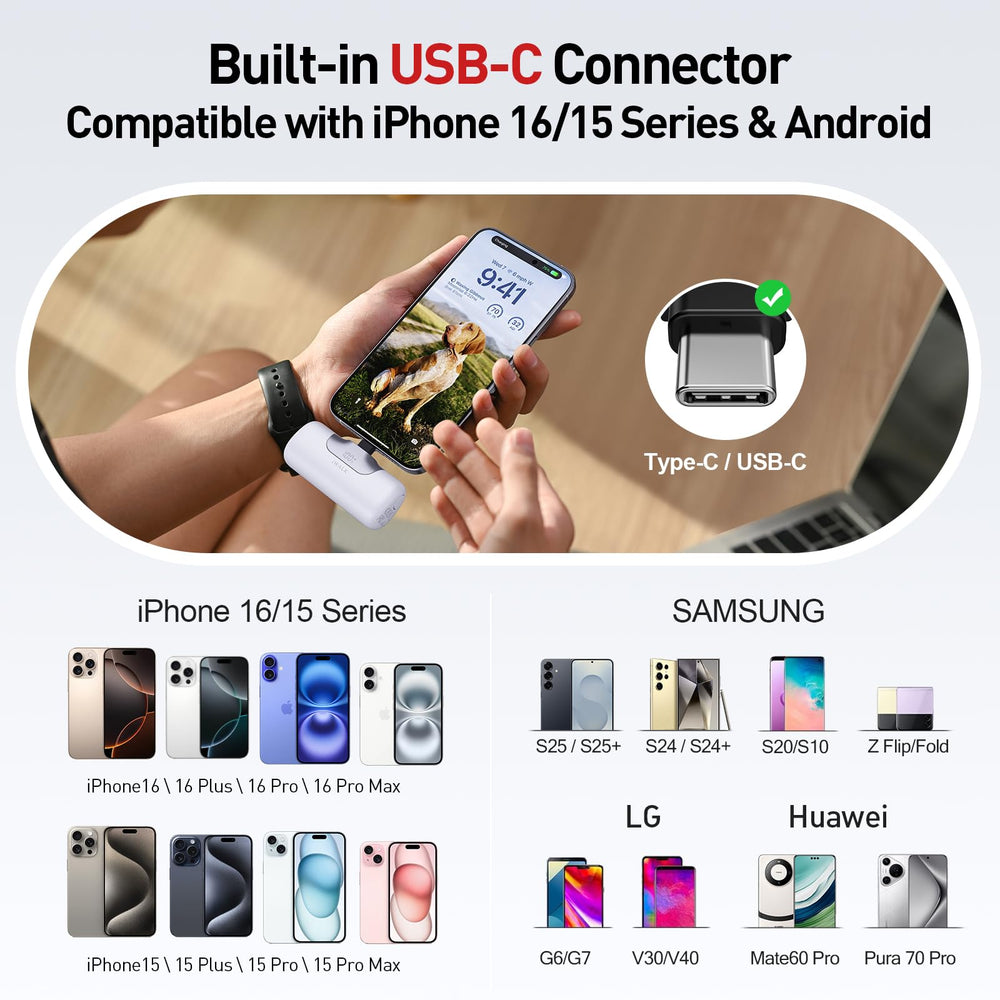iwalk 5500mAh USB-C port enables fast charging with PD compatibility