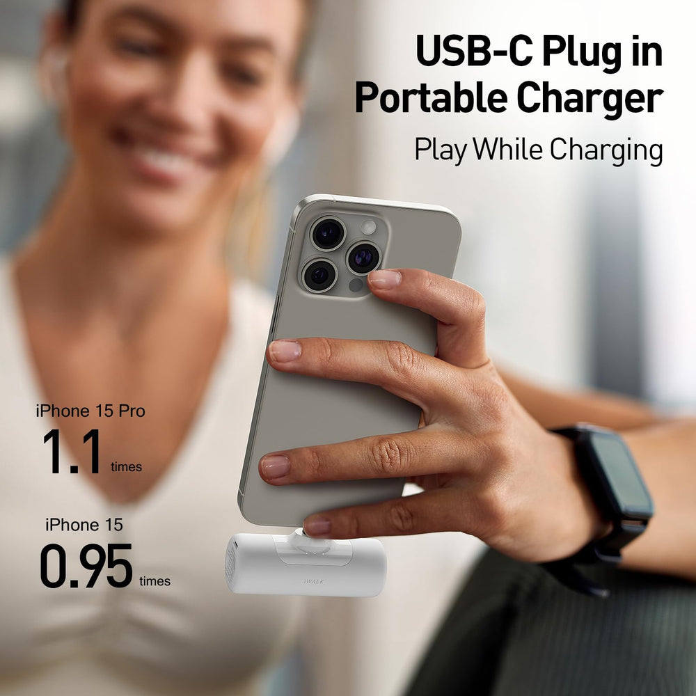 iWALK built-in USB-C connector enables tangle-free use.