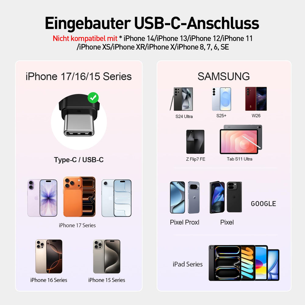 iWALK dual USB-C ports support simultaneous charging of devices.