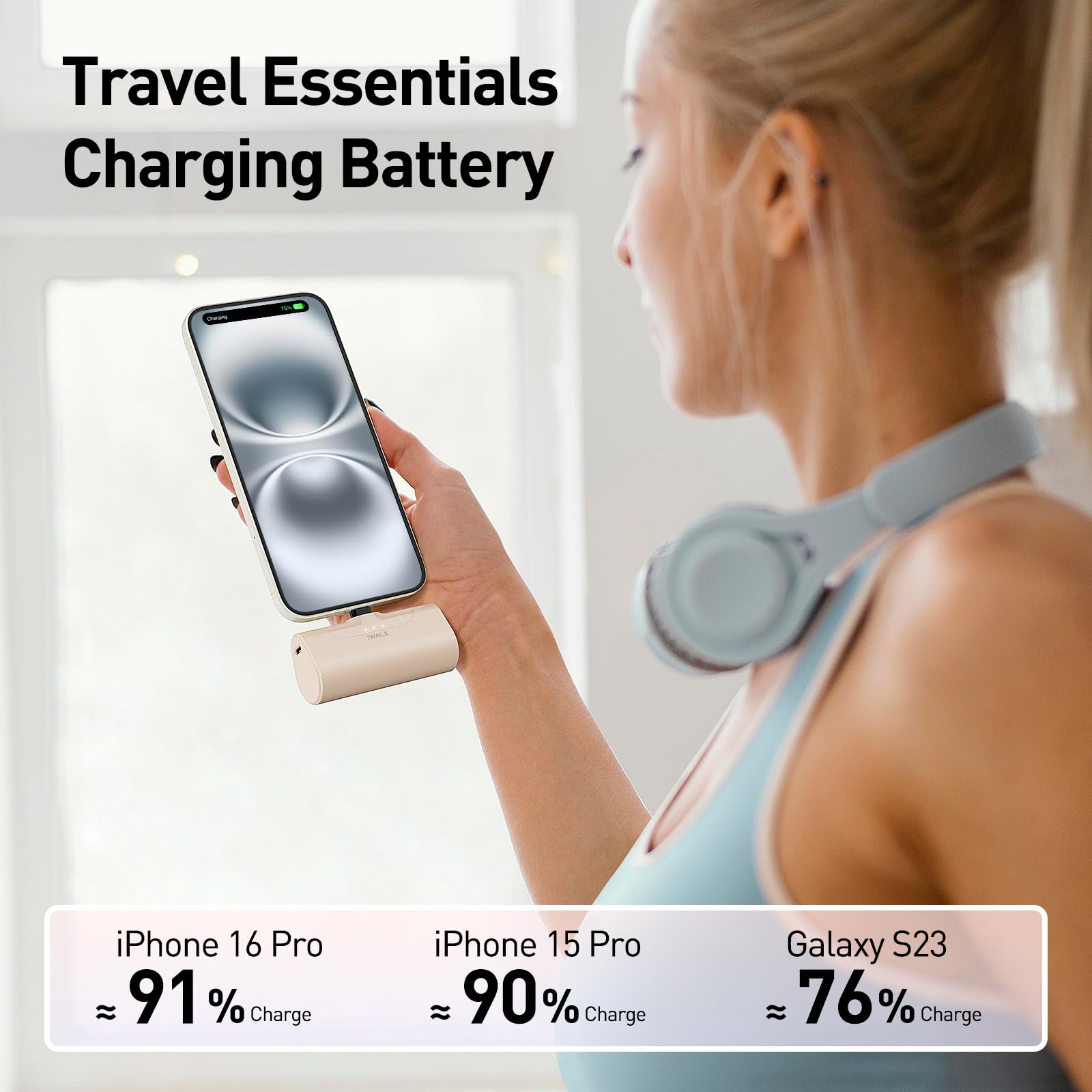 iWALK travel-ready design ideal for airplane outdoor and dorm use