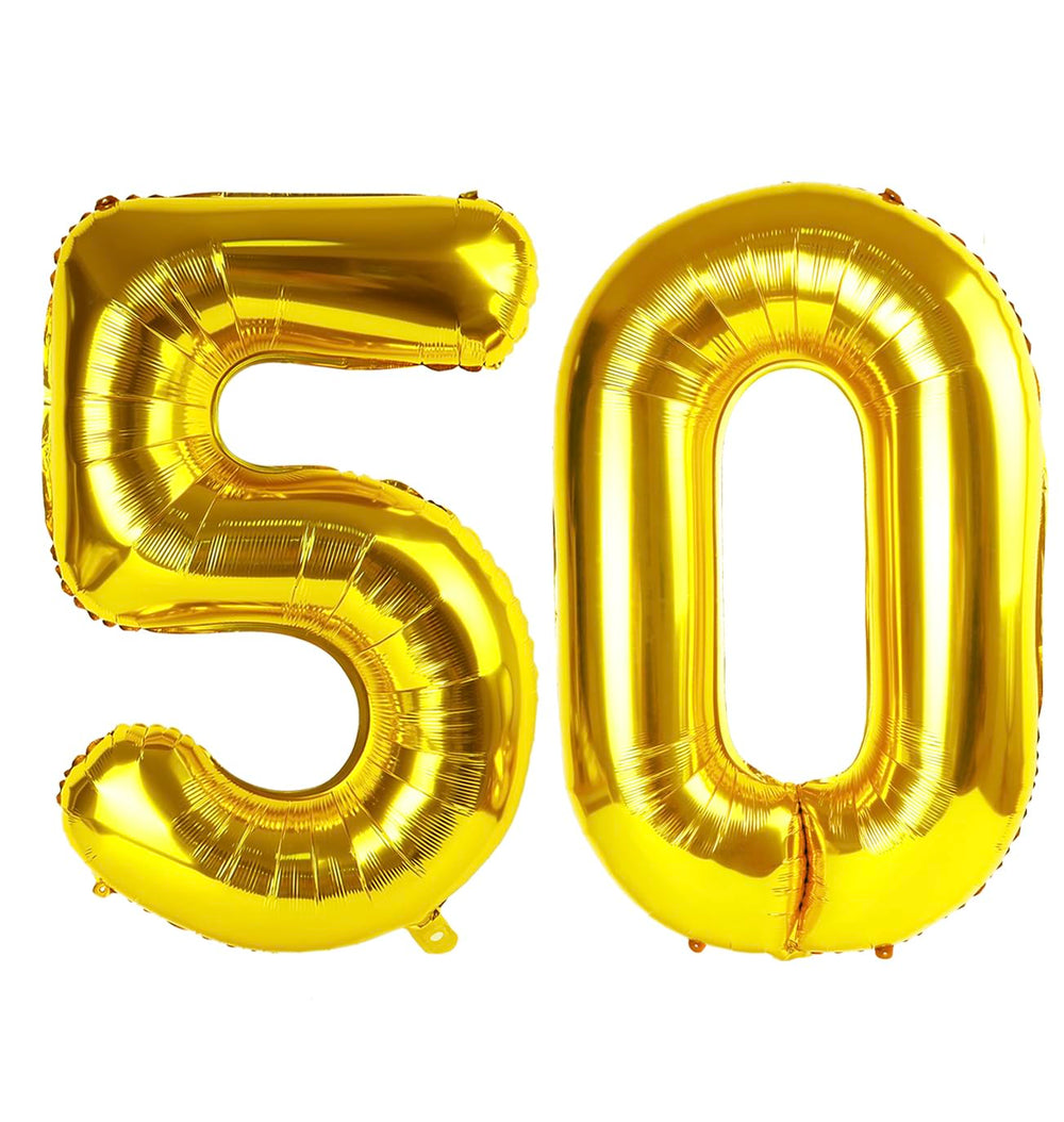 IWERP gold-number-50-balloon-40-inch for a striking birthday photo backdrop.