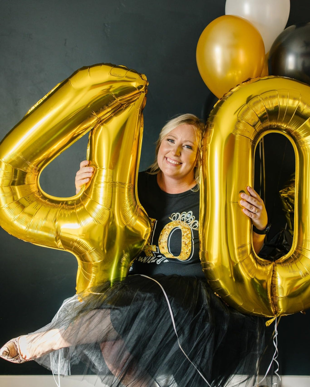 IWERP Gold birthday balloon complements other numbers and gold themes.