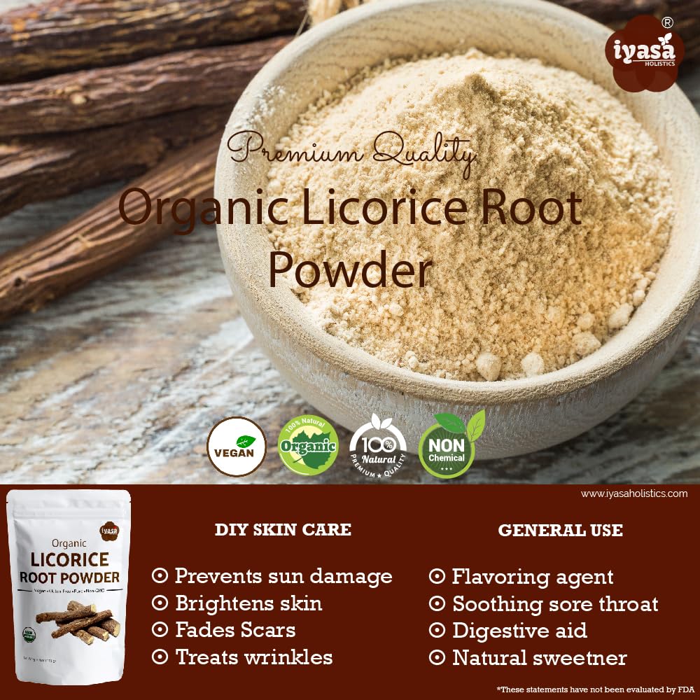 Iyasa Holistics licorice root powder in a warm tea infusion.