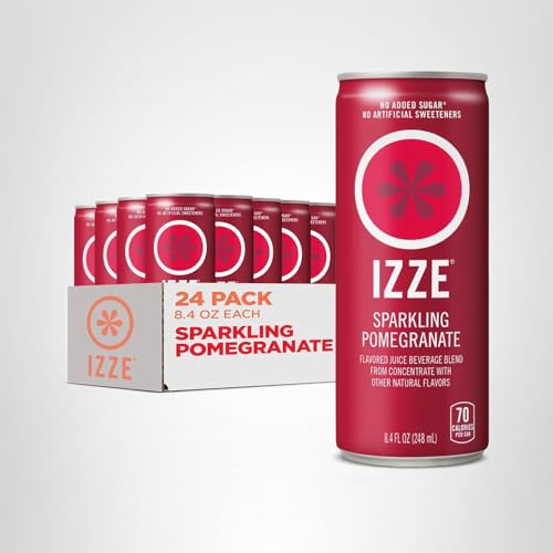 IZZE branding and logo closeup reinforces premium fruit-forward refreshment feeling.