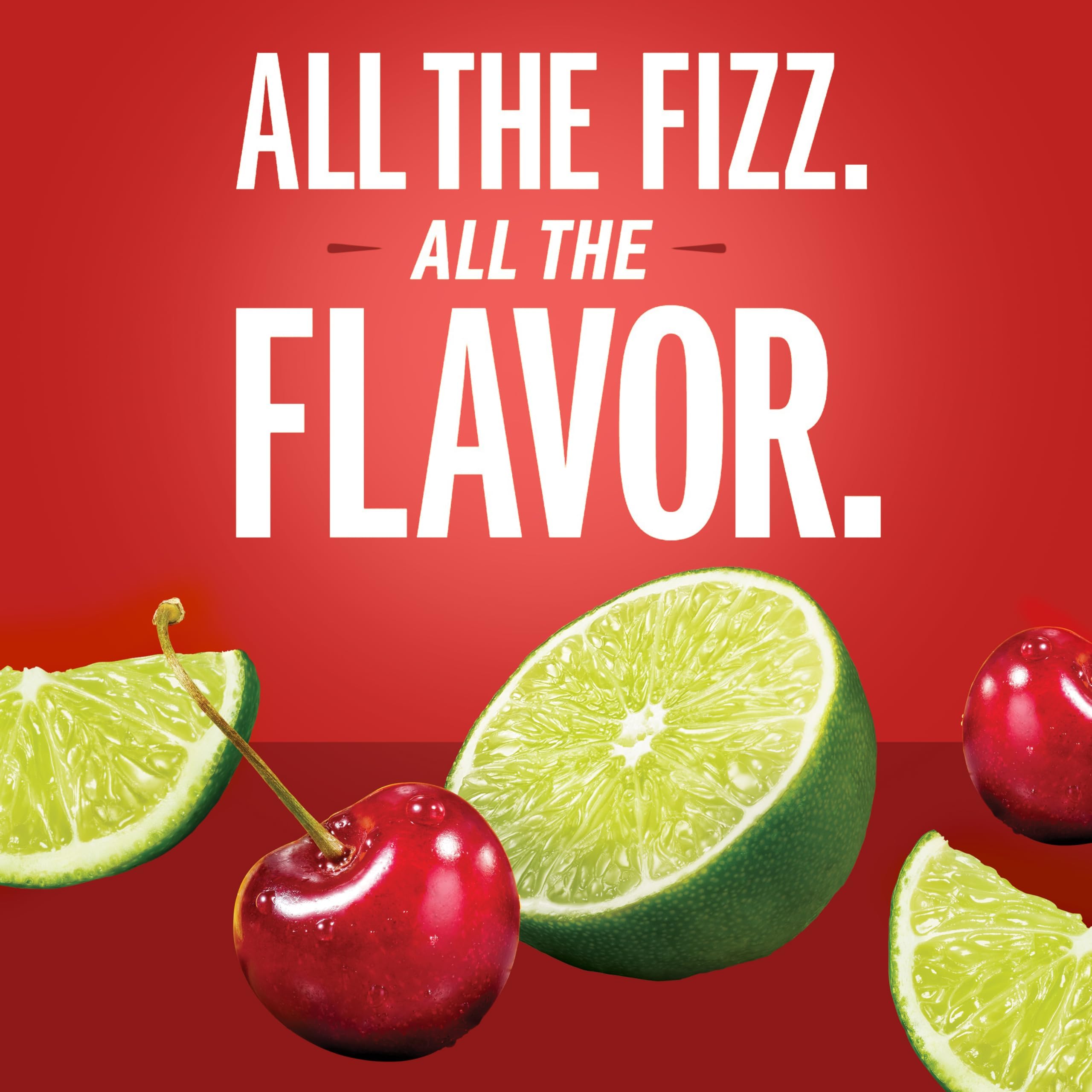 IZZE Cherry Lime bubbles pour capturing the fizz arc and fruit aroma.