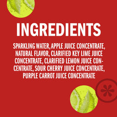 IZZE Cherry Lime glass with can emphasizing refreshing bubbles and chilled serving.