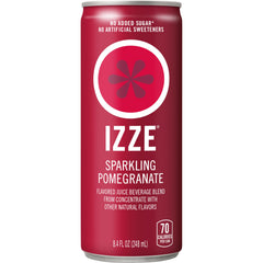 IZZE Dawn Pomegranate can close-up, bold juice notes with fizz.
