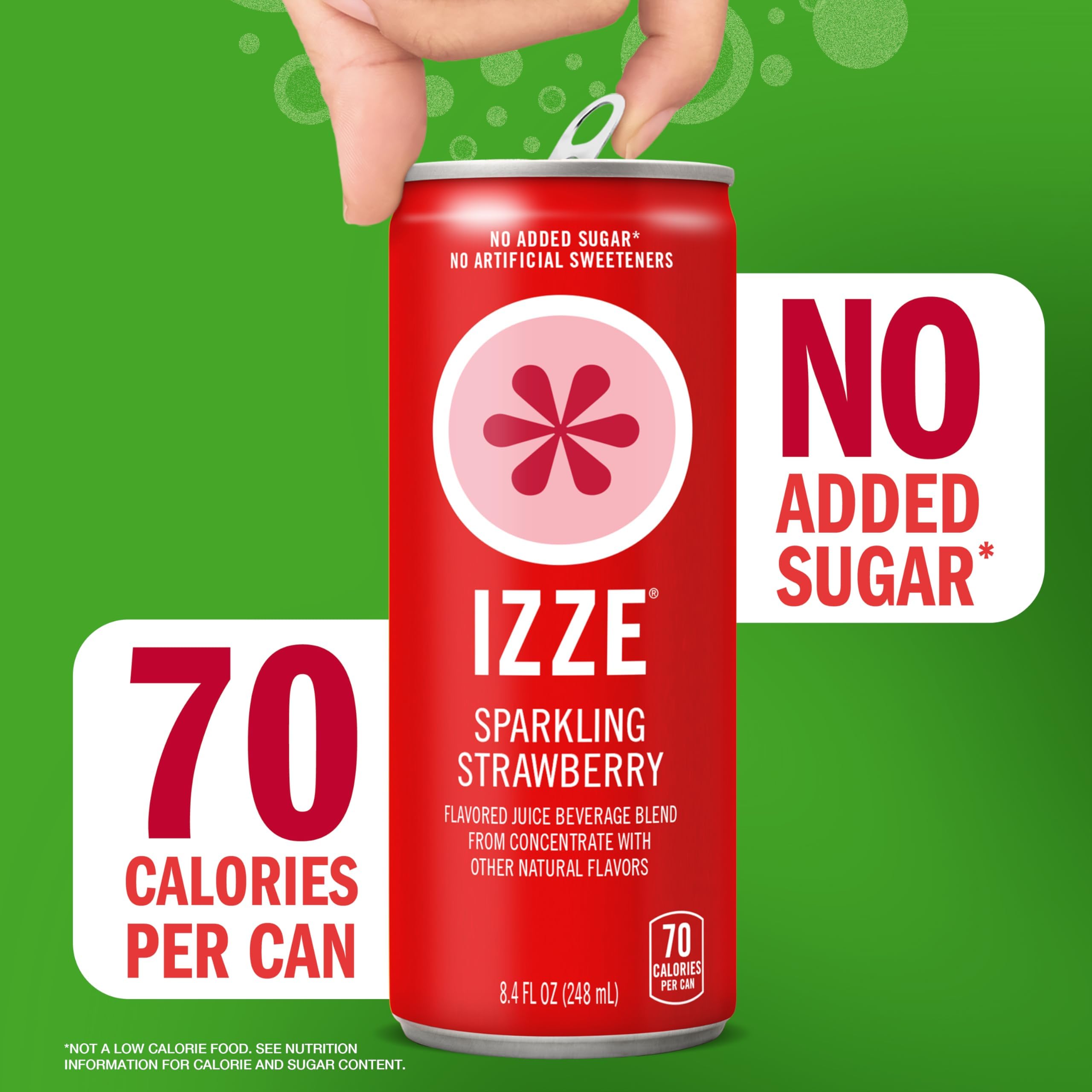 Glass of IZZE strawberry flavor with real fruit taste