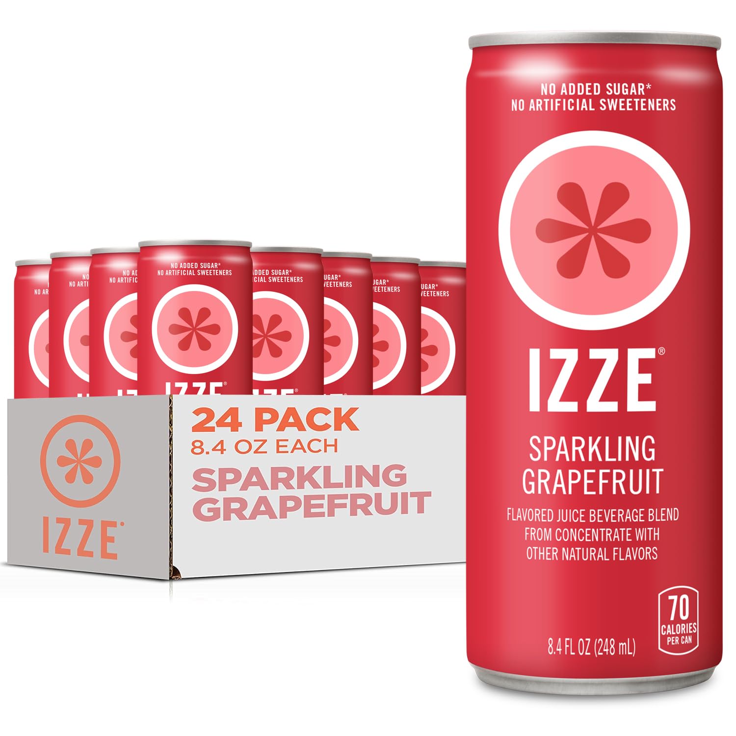 IZZE Grapefruit sparkling juice can front view, a refreshing on-the-go treat.