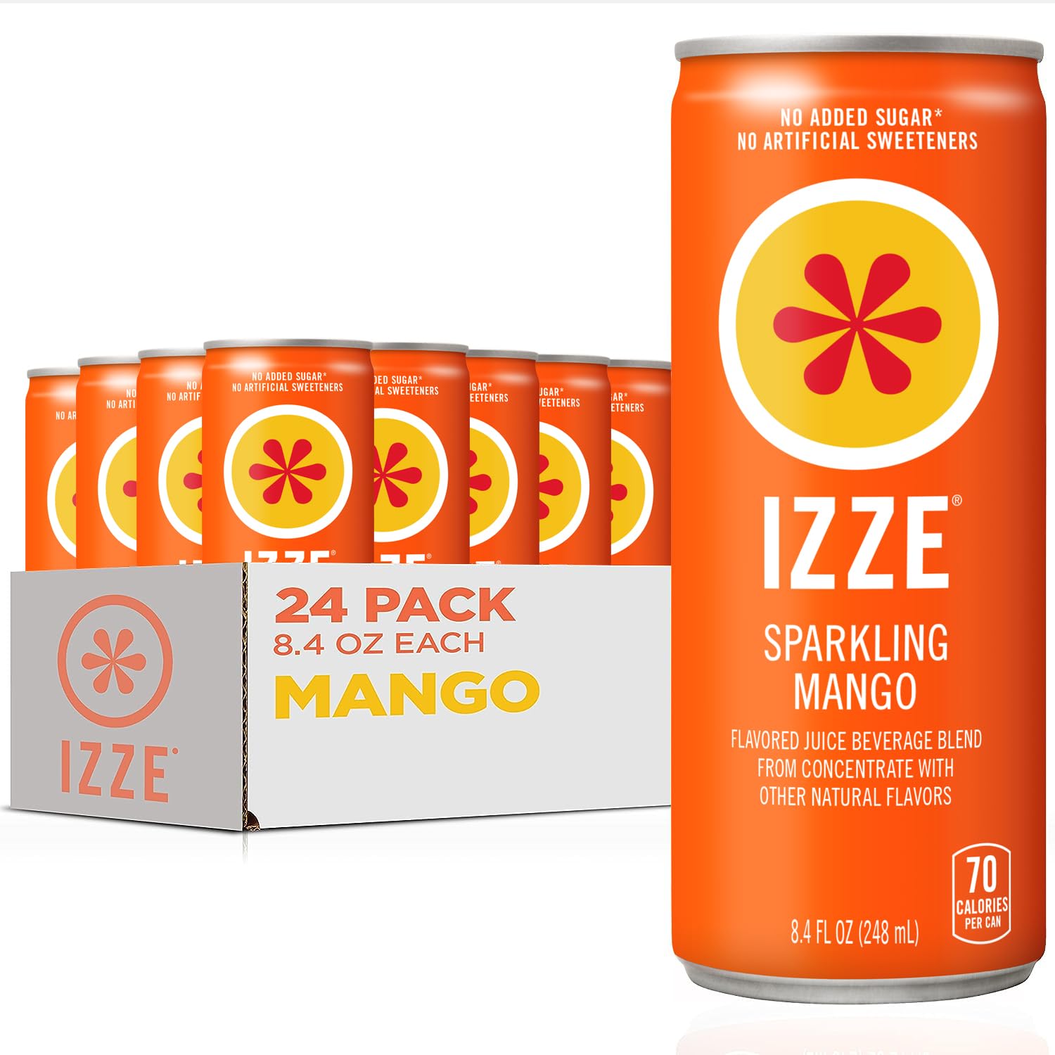 IZZE Mango Sparkling Juice can with bold mango flavor and no added sugar.