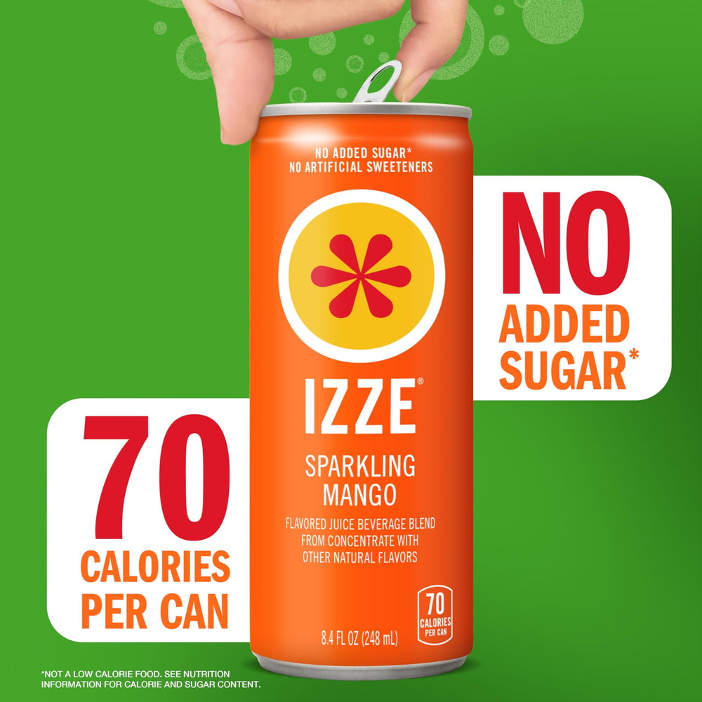 IZZE Mango Sparkling Juice no added sugar claim suggests a lighter taste.