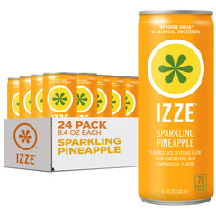 IZZE Pineapple Sparkling Juice can front view, bold pineapple flavor for picnics.