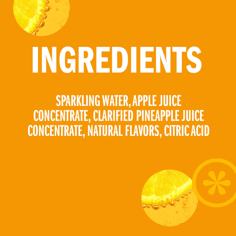 IZZE Pineapple Sparkling Juice pour into glass, tropical fizz aroma.