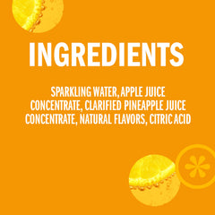 IZZE Pineapple Sparkling Juice pour into glass, tropical fizz aroma.