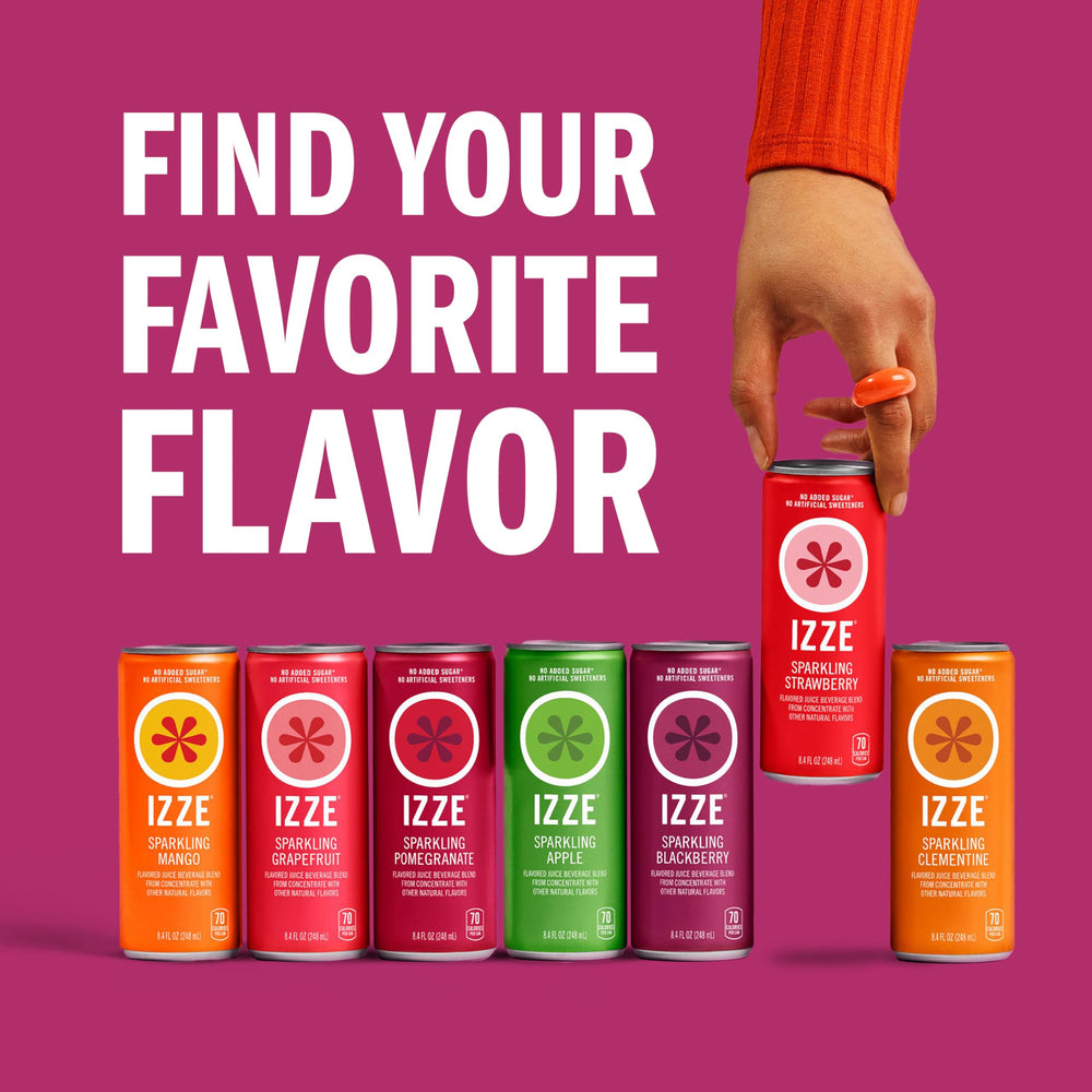 Glass pouring IZZE sparkling juice for casual sipping