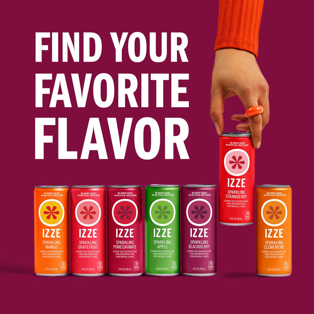 IZZE toast with friends shows portable on-the-go refreshment.