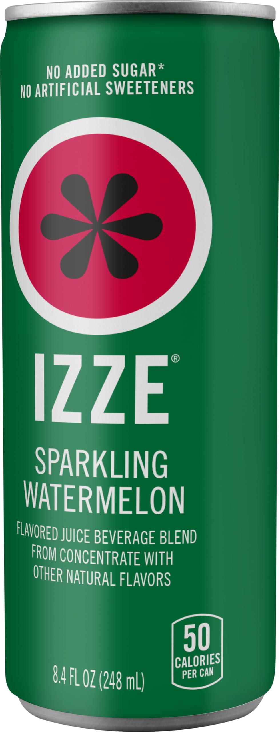 IZZE Watermelon cans neatly arranged in a fridge-ready display.
