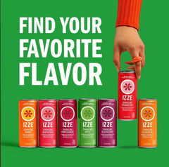 Close-up of IZZE Watermelon label highlighting natural ingredients.