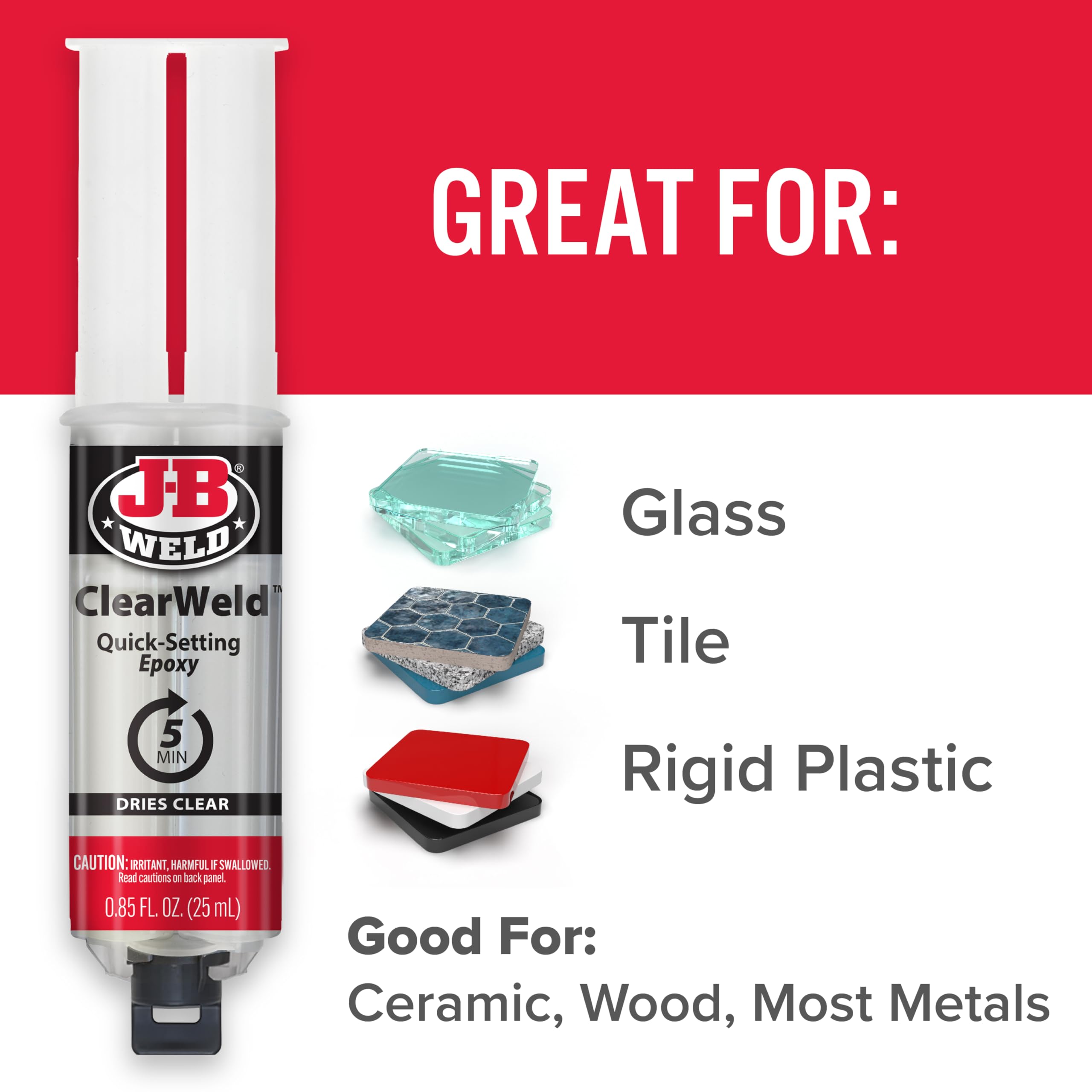 Versatile for tile, wood, metal and most plastics surfaces.