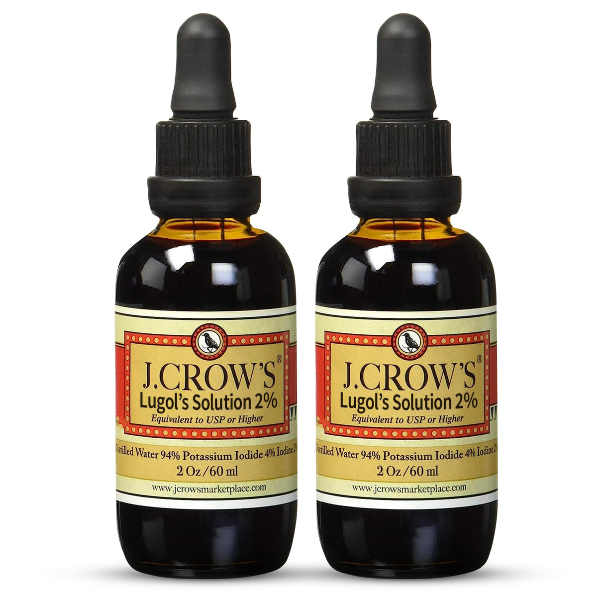 J.CROW'S Lugol's iodine bottle 2 oz—stable daily iodine source