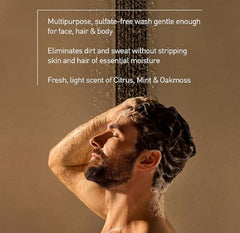 Jack Black All Over Wash used as shampoo for lightweight cleansing.