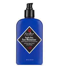 Jack Black Double-Duty moisturizer bottle for daily use with SPF 20 protection.