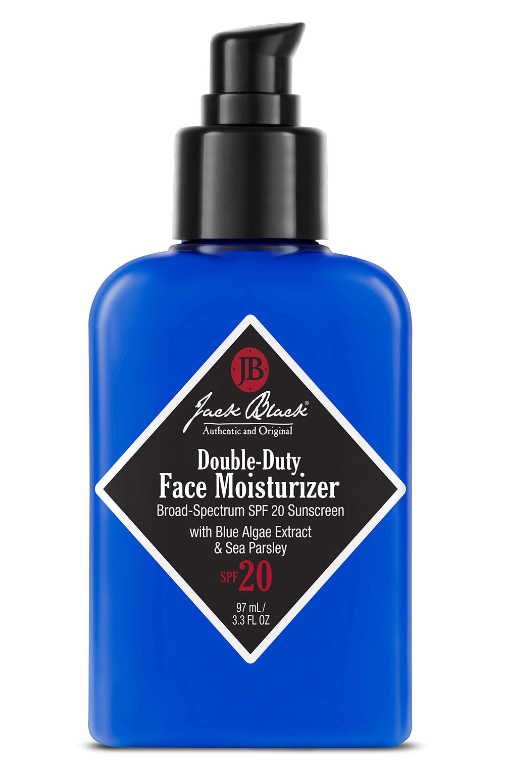 Jack Black Double-Duty Face Moisturizer SPF 20 bottle front for daily sun protection