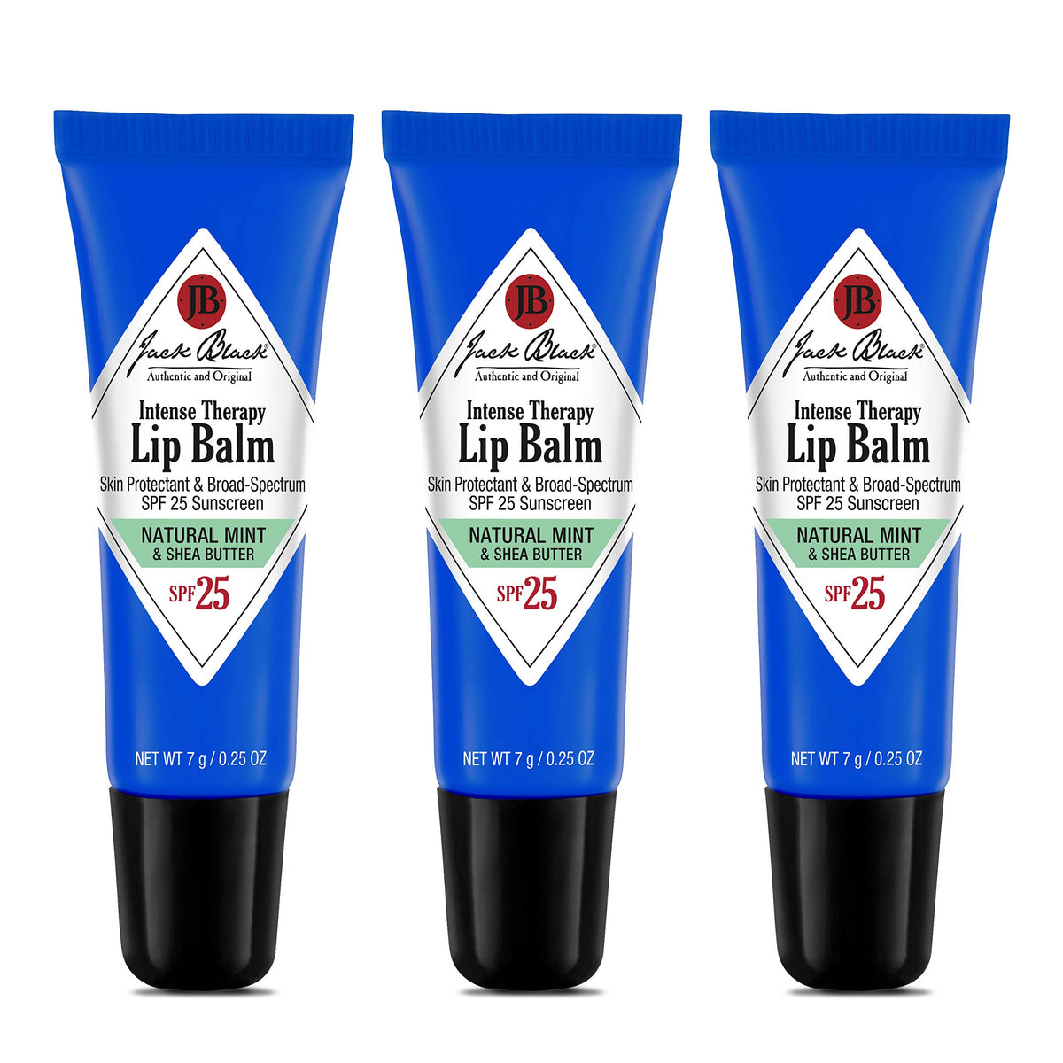 Jack Black Intense Therapy lip balm 3-pack in natural mint for dry lips