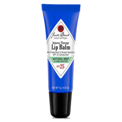 Jack Black Intense Therapy Lip Balm packaging shows SPF 25 sun protection.