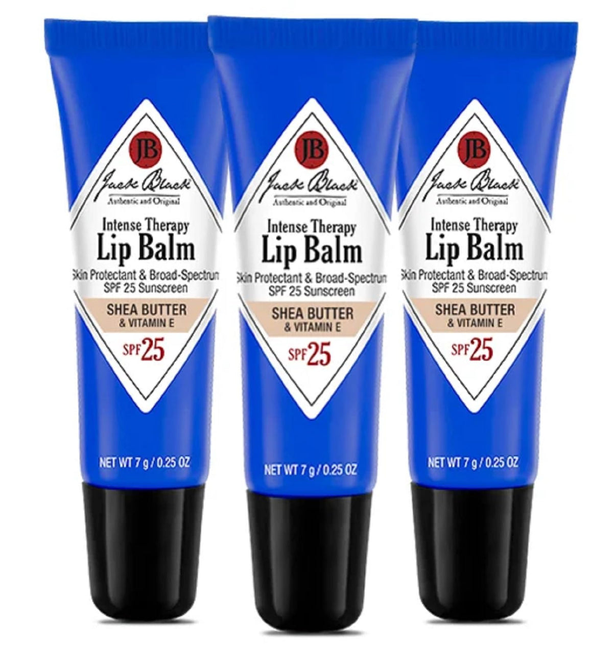Jack Black Intense Therapy lip balm with shea butter for smooth lips.