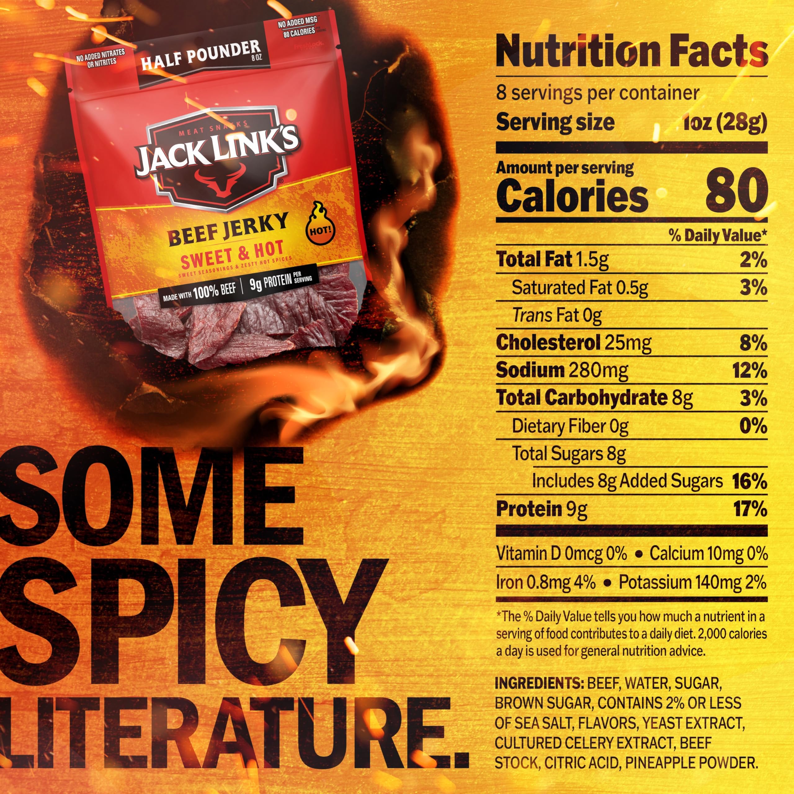 Jack Link's jerky slices close-up with smoky aroma