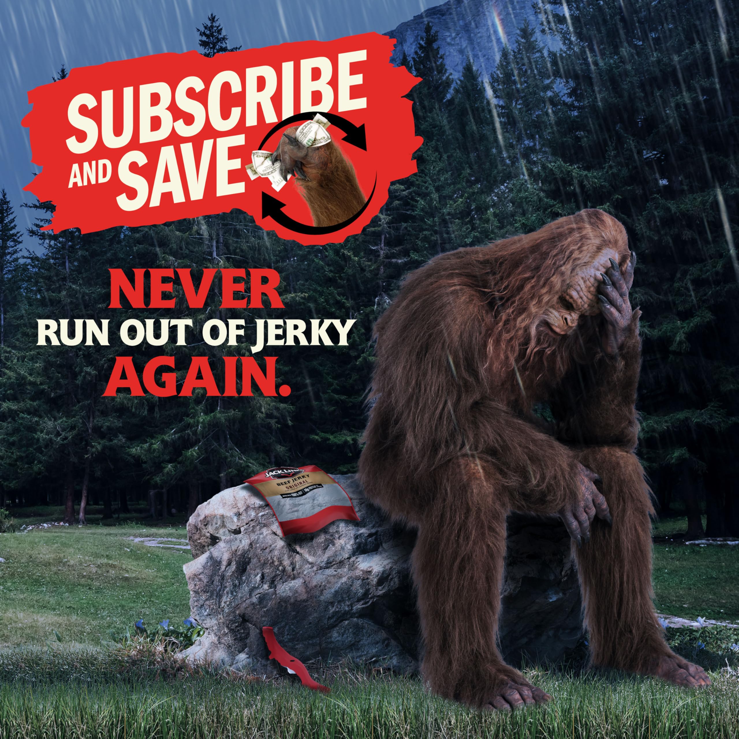 Jack Link's lean 100-percent beef jerky as a portable protein snack.