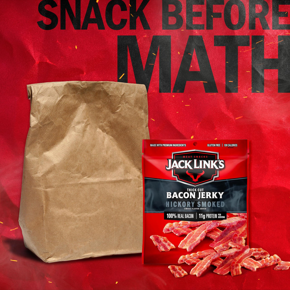 Jack Link's Bacon Jerky Lunchbox-friendly bag—easy school snack.
