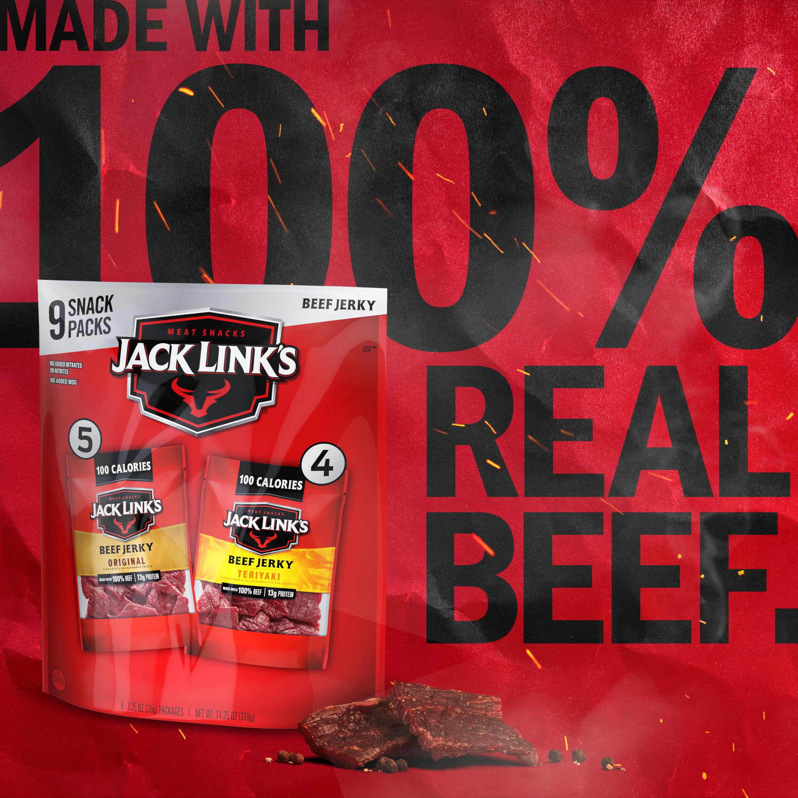 Original serving packet of Jack Link's beef jerky