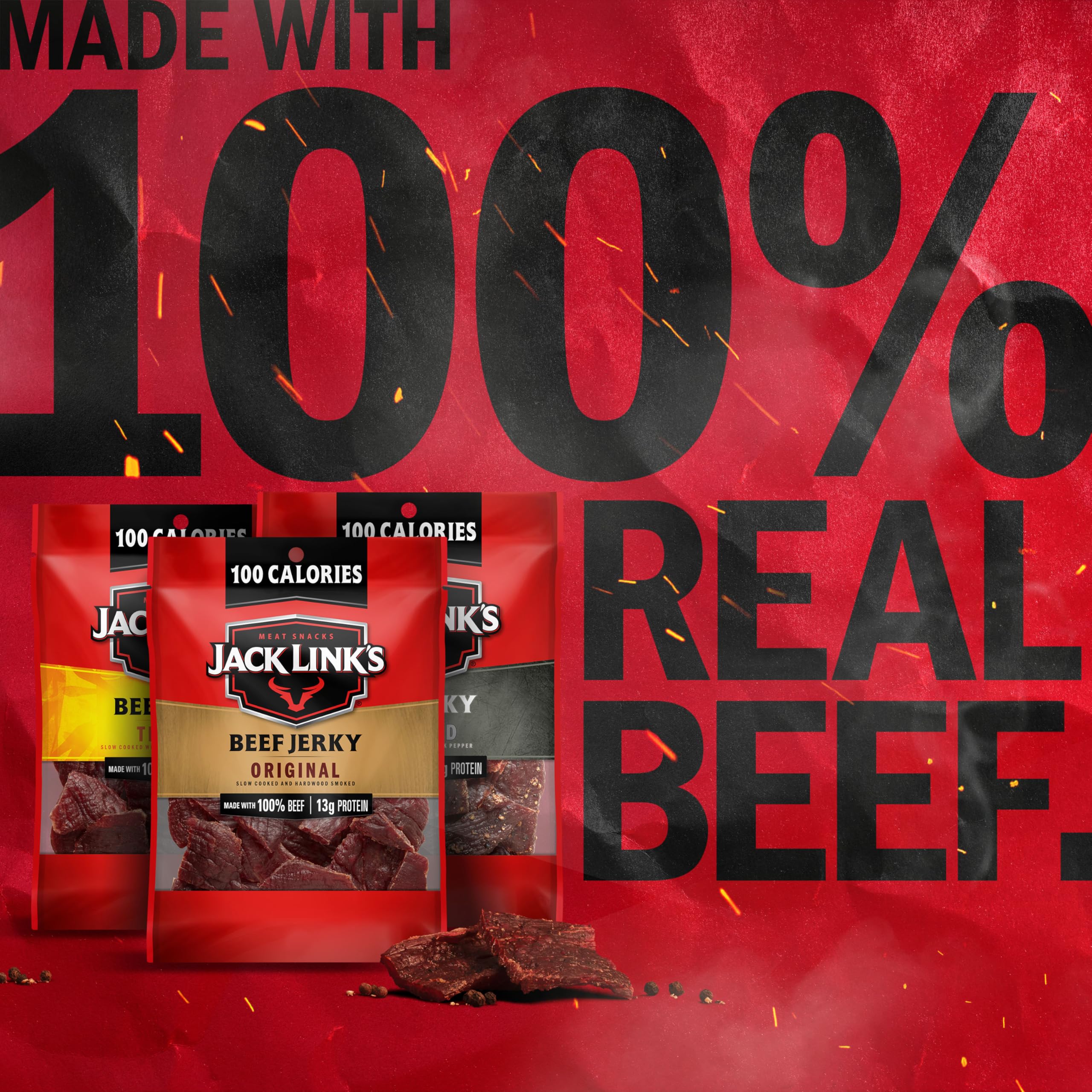 Jack Link's Peppered jerky bag with savory spice for a flavorful bite.