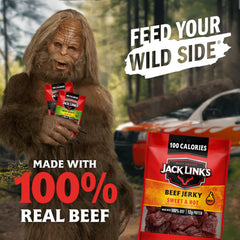 Jack Link's Peppered beef jerky bag with savory aroma and chewy texture.