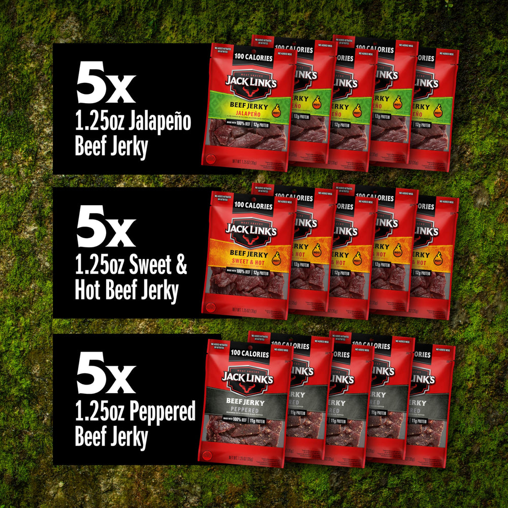 Jack Link's jerky ready-to-eat for road trips and office breaks.