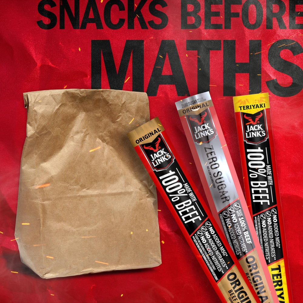 Jack Link's Beef Sticks in lunchbox—easy protein snack for school or work.
