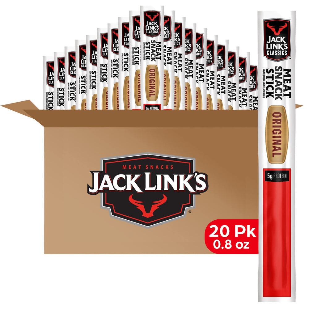 Jack Link's Classics Original pack of 20 sticks on display for on-the-go protein.
