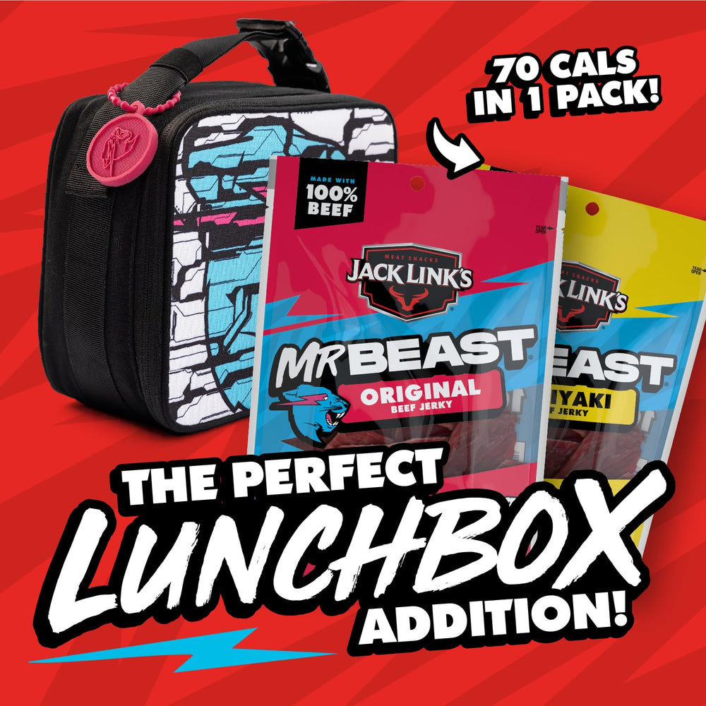 Jack Link's MrBeast beef jerky stays pantry-friendly and mess-free.